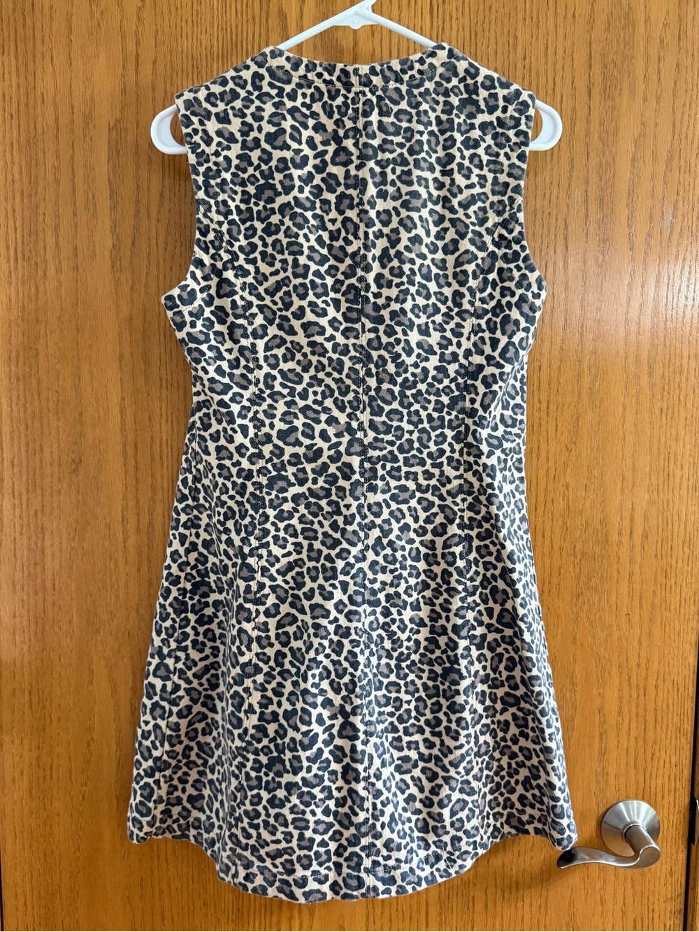 Abercrombie and Fitch Mara high neck denim mini dress—leopard print size medium - Picture 4 of 5